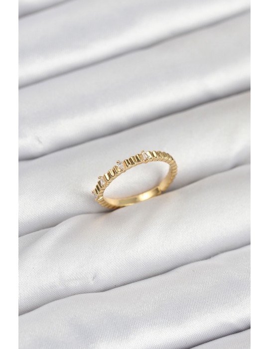 Pirinç Gold Renk Lazer Kesim Kadın Yüzük - TJ-BYK3892