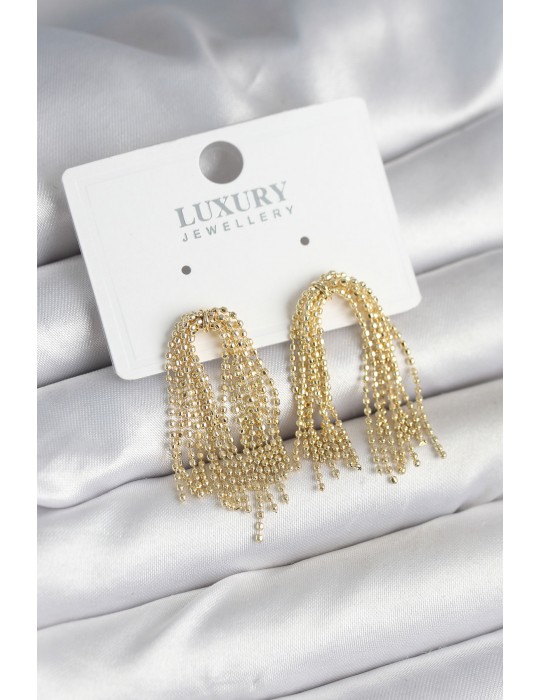 Pirinç Gold Renk Sallantılı Kadın Küpe - TJ-BKP11241