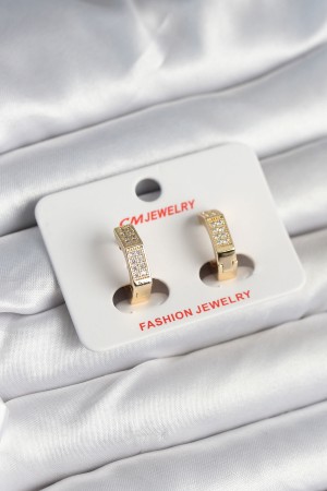 Pirinç Gold Renk Zirkon Taşlı Altıgen Kadın Küpe - TJ-BKP11245 Pirinç Gold Renk Zirkon Taşlı Altıgen Kadın Küpe - TJ-BKP11245