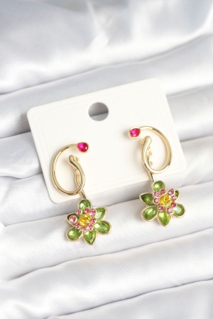 Pirinç Gold Renk Zirkon Taşlı Çiçek Model Kadın Küpe - TJ-BKP11249 Pirinç Gold Renk Zirkon Taşlı Çiçek Model Kadın Küpe - TJ-BKP11249