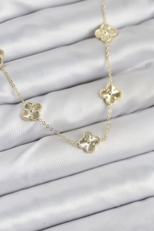 Pirinç Gold Renk Yonca Kadın Kolye - TJ-BKO10561 Pirinç Gold Renk Yonca Kadın Kolye - TJ-BKO10561