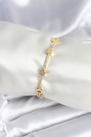 Pirinç Gold Renk Halley Yıldız Model Kadın Bileklik - TJ-BB7984