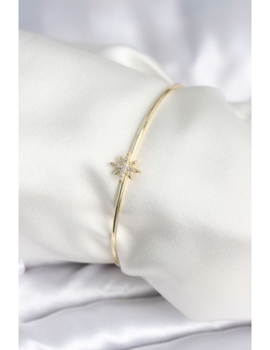 Kutup Yıldızı Figür Pirinç Gold Renk Kadın Bileklik - TJ-BB7999