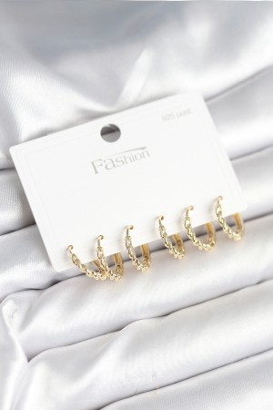 Gold Renk Burgu Halka Model 925 Ayar Gümüş Çivili Pirinç Küpe Seti - TJ-BKP11268 Gold Renk Burgu Halka Model 925 Ayar Gümüş Çivili Pirinç Küpe Seti - TJ-BKP11268