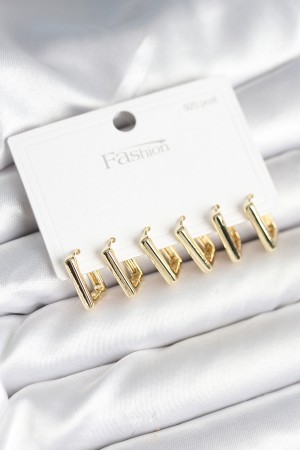 Gold Renk Kare Model Pirinç 925 Ayar Gümüş Çivili Kadın Küpe Seti - TJ-BKP11274 Gold Renk Kare Model Pirinç 925 Ayar Gümüş Çivili Kadın Küpe Seti - TJ-BKP11274