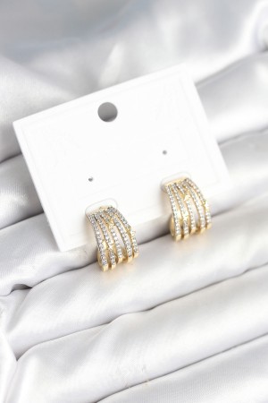 Kaburga Model Zirkon Taşlı Pirinç Kadın Küpe - TJ-BKP11310 Kaburga Model Zirkon Taşlı Pirinç Kadın Küpe - TJ-BKP11310