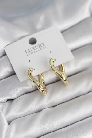 Gold Renk Eğik Halka Model Pirinç Kadın Küpe - TJ-BKP11312 Gold Renk Eğik Halka Model Pirinç Kadın Küpe - TJ-BKP11312