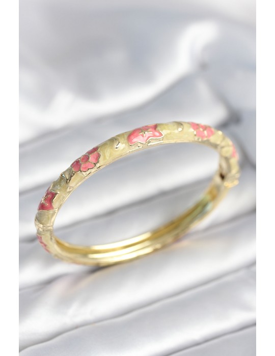 Yeşil Krem Renk Detaylı Mineli Kelepçe - TJ-BB8008