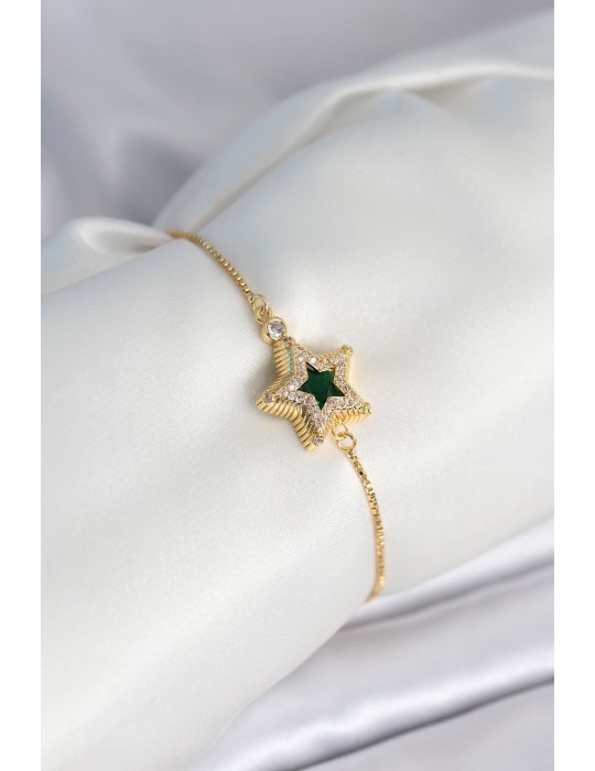 Yıldız Model Asansörlü Gold Renk Kadın Bileklik - TJ-BB8013