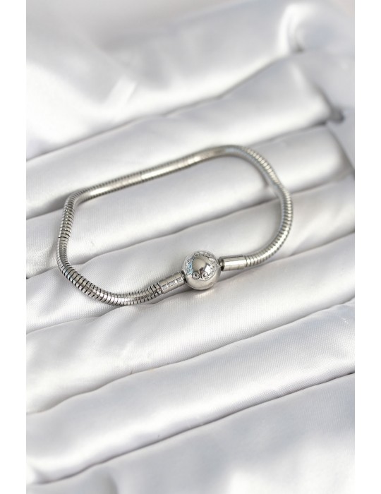 Gümüş Renk Pirinç Charm Bileklik - TJ-BB8015