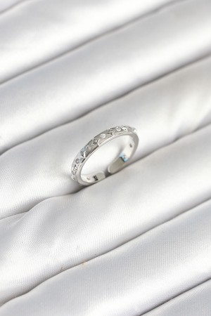 Pirinç Gümüş Renk Zirkon Taşlı Kadın Yüzük - TJ-BYK3902