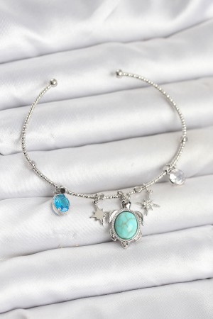 Caretta Caretta Charmlı Gümüş Renk Kadın Bileklik - TJ-BB8034 Caretta Caretta Charmlı Gümüş Renk Kadın Bileklik - TJ-BB8034