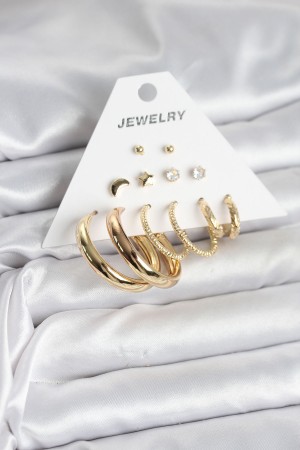 Gold Renk 6 Çiftli Pirinç Kadın Küpe Seti - TJ-BKP11323 Gold Renk 6 Çiftli Pirinç Kadın Küpe Seti - TJ-BKP11323