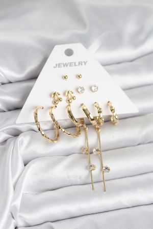 Gold Renk 6 Çift Pirinç Kadın Küpe Seti - TJ-BKP11326 Gold Renk 6 Çift Pirinç Kadın Küpe Seti - TJ-BKP11326