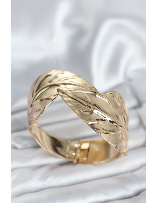 Pirinç Gold Renk Yaprak Model Kadın Bileklik - TJ-BB8060