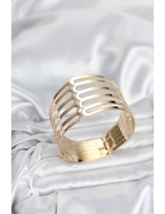 Gold Renk Pirinç Kaburga Model Kadın Bileklik - TJ-BB8063