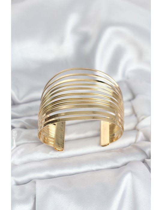 Gold Renk Pirinç Kaburga Model Kadın Bileklik - TJ-BB8065