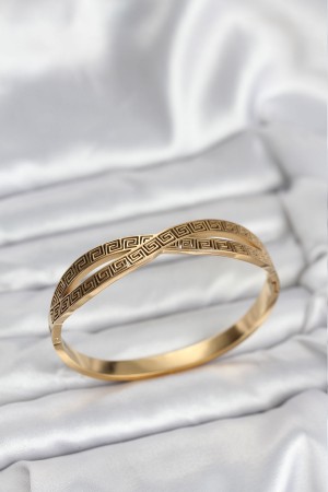 316L Çelik Gold Renk Vintage Kadın Kelepçe Bileklik - TJ-BB8069