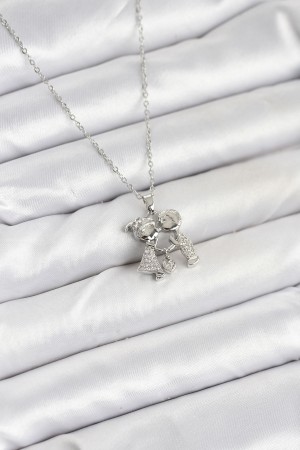 316L Çelik Zincir Gümüş Renk Erkek Kız Model Kadın Kolye - TJ-BKO10618