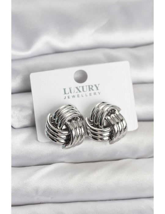 Pirinç Sarmal Gümüş Renk Kadın Küpe - TJ-BKP11347