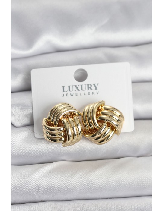 Pirinç Sarmal Gold Renk Kadın Küpe - TJ-BKP11348