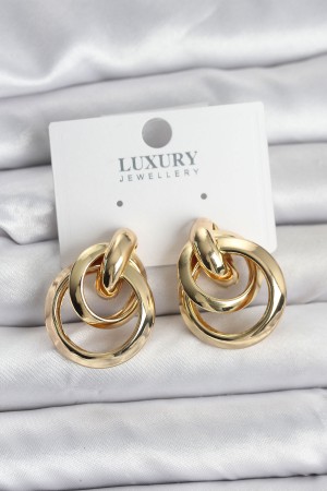 Gold Renk Halka Model Pirinç Kadın Küpe - TJ-BKP11350