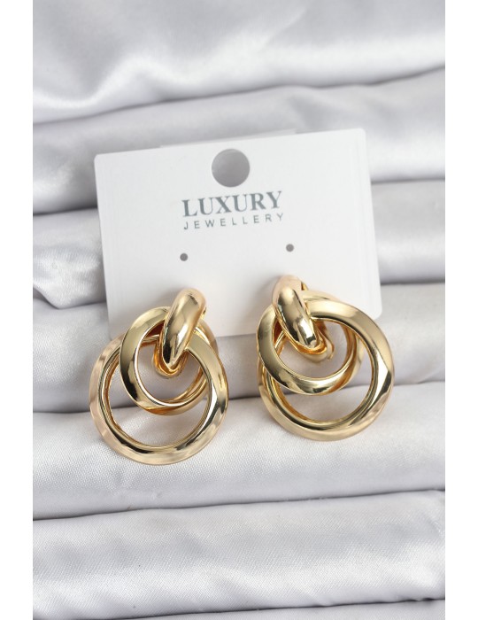 Gold Renk Halka Model Pirinç Kadın Küpe - TJ-BKP11350