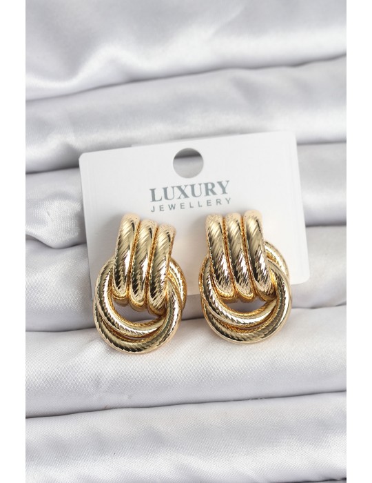 Gold Renk Halka Modelli Pirinç Kadın Küpe - TJ-BKP11352