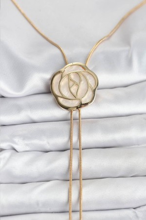 Pirinç Gold Renk Gül Model Asansörlü Kadın Kolye - TJ-BKO10636 Pirinç Gold Renk Gül Model Asansörlü Kadın Kolye - TJ-BKO10636