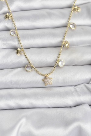 Pirinç Gold Renk Yıldız Model Kadın Kolye - TJ-BKO10640 Pirinç Gold Renk Yıldız Model Kadın Kolye - TJ-BKO10640