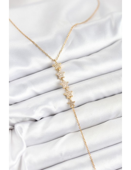 316L Çelik Zincir Gold Renk Yıldız Model Y Kolye - TJ-BKO10660