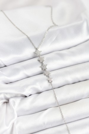 316L Çelik Zincir Gümüş Renk Yıldız Model Y Kolye - TJ-BKO10661