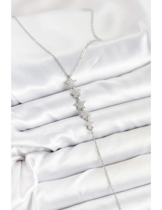 316L Çelik Zincir Gümüş Renk Yıldız Model Y Kolye - TJ-BKO10661