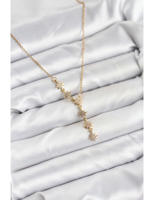 316L Çelik Zincir Gold Renk Kutup Yıldızı Model Kadın Kolye - TJ-BKO10664