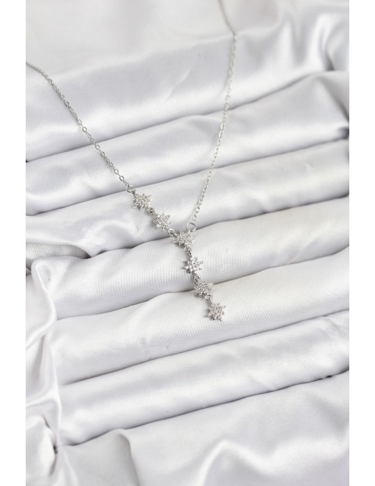 316L Çelik Zincir Gümüş Renk Kutup Yıldızı Model Kadın Kolye - TJ-BKO10665