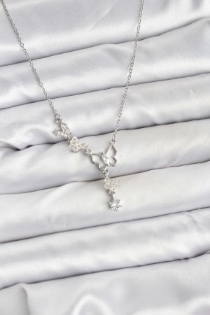 316L Çelik Zincir Gümüş Renk Model Kadın Kolye - TJ-BKO10677