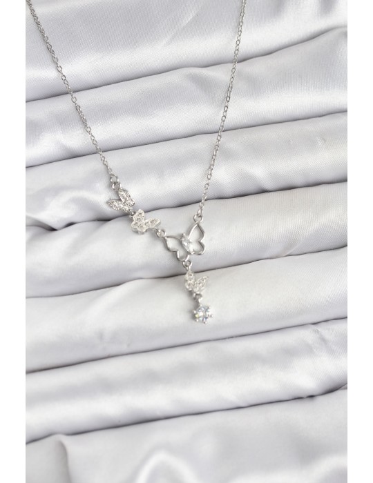 316L Çelik Zincir Gümüş Renk Model Kadın Kolye - TJ-BKO10677