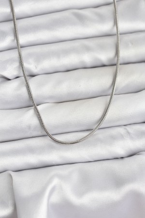 316L Çelik Zincir Gümüş Renk 60 cm Yılan Zincir Kadın Kolye - TJ-BKO10681