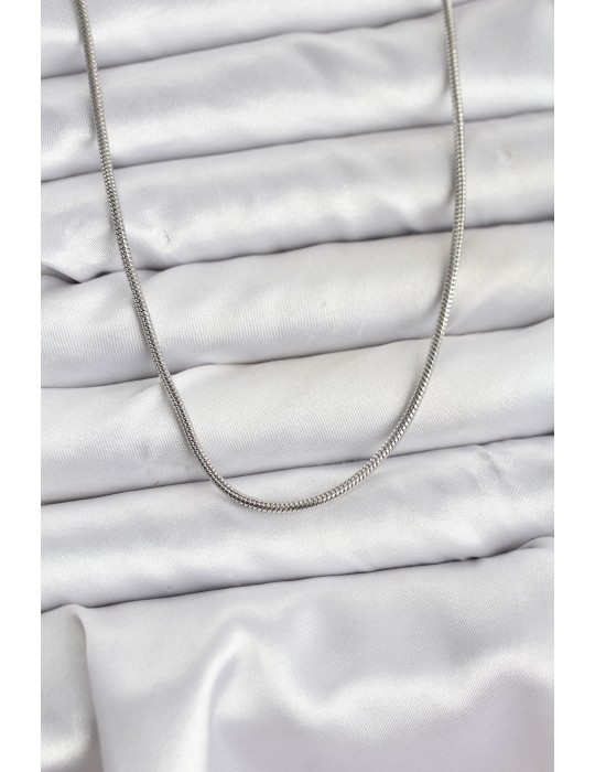 316L Çelik Zincir Gümüş Renk 60 cm Yılan Zincir Kadın Kolye - TJ-BKO10681
