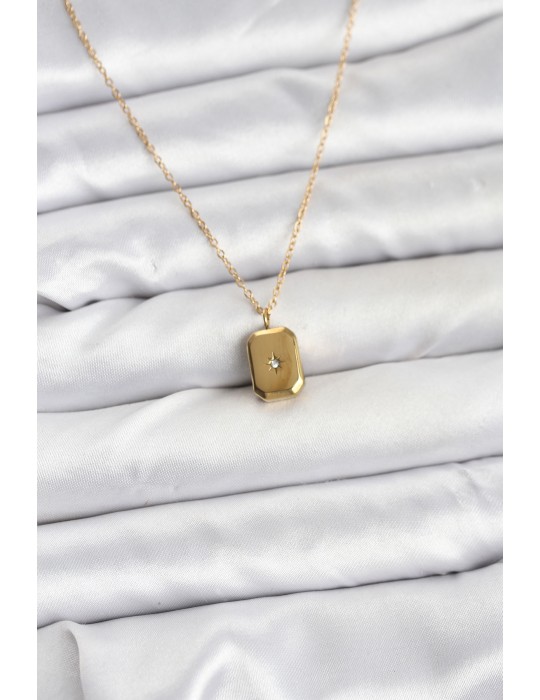 316L Çelik Zincir Gold Renk Minimal Kutup Yıldızı Model Kadın Kolye - TJ-BKO10683