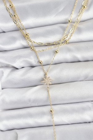 Pirinç Gold Renk Kutup Yıldızı Detaylı 3'lü Kombin Kadın Kolye - TJ-BKO10689 Pirinç Gold Renk Kutup Yıldızı Detaylı 3'lü Kombin Kadın Kolye - TJ-BKO10689