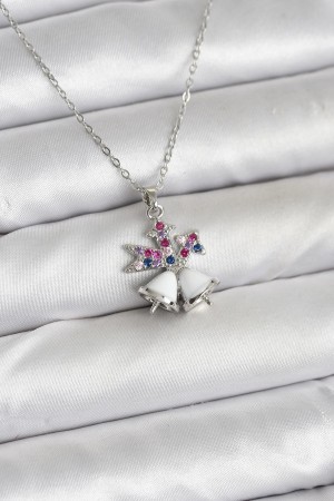 316L Çelik Zincir Gümüş Renk Chirtsmas Bell Model Yılbaşı Temalı Kadın Kolye - TJ-BKO10707