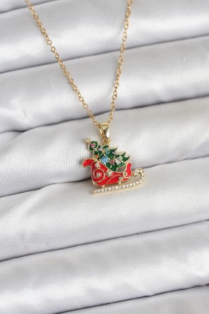 316L Çelik Zincir Gold Renk Kızak ve Çam Ağacı Figürlü Yılbaşı Temalı Kadın Kolye - TJ-BKO10716 316L Çelik Zincir Gold Renk Kızak ve Çam Ağacı Figürlü Yılbaşı Temalı Kadın Kolye - TJ-BKO10716