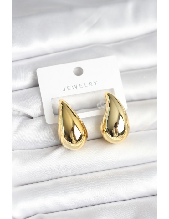 Gold Renk Damla Küpe 30 mm - TJ-BKP11379