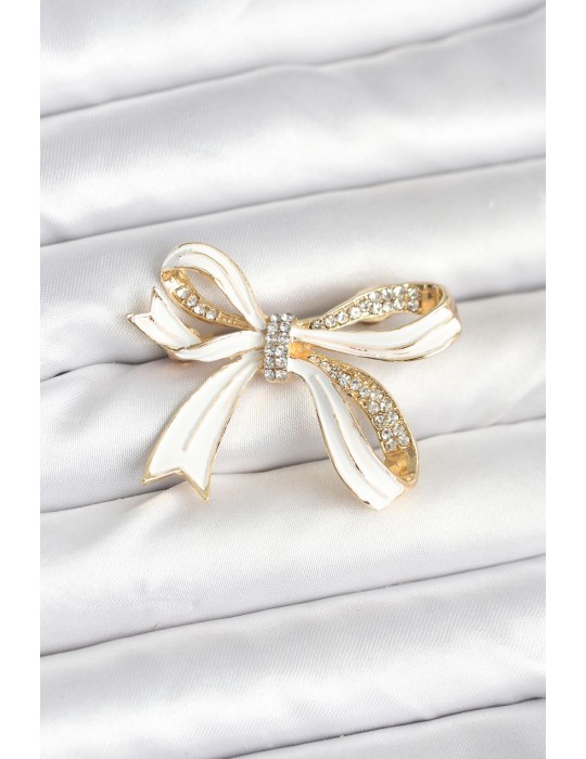 Beyaz Renk Fiyonk Model Broş - TJ-BR461