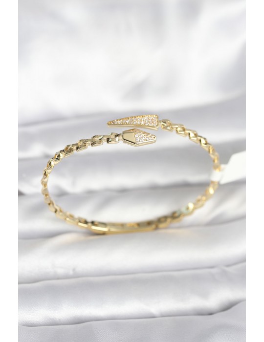 Yılan Model Pirinç Gold Renk Kadın Kelepçe Bileklik - TJ-BB8091