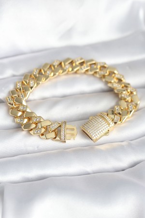 Pirinç Gold Renk VIP Exclusive Seri Gurmet Model Kadın Bileklik - TJ-BB8095