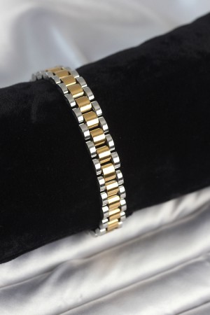 316L Çelik Gold ve Gümüş Renk 9 mm Kalınlık Erkek Bileklik - TJ-EB3769 316L Çelik Gold ve Gümüş Renk 9 mm Kalınlık Erkek Bileklik - TJ-EB3769