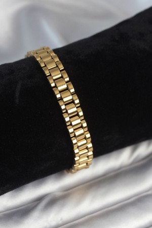 316L Çelik Gold Renk 9 mm Kalınlık Erkek Bileklik - TJ-EB3770