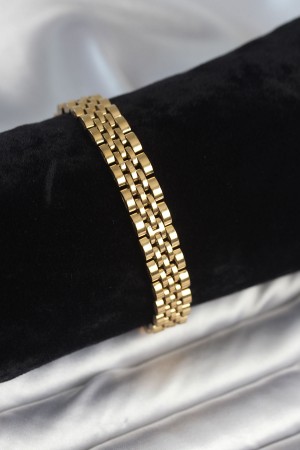 316L Çelik 9 mm Kalınlıkta Gold Renkli Erkek Bileklik - TJ-EB3773